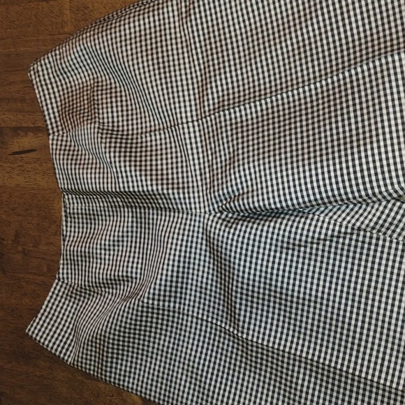 Ann Taylor 100% Silk Black White Gingham Ankle Pants sz4 - Picture 3 of 8